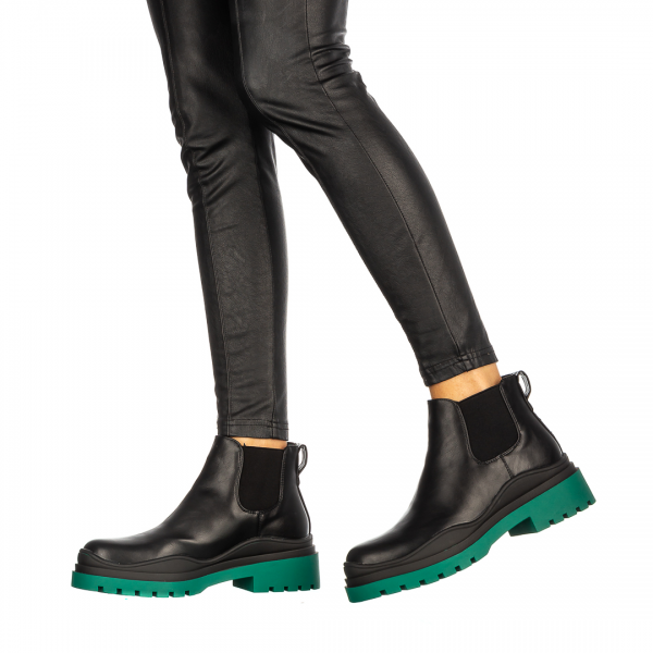 Γυναικεία μπότακια Carty μαύρα με πράσινο, 4 - Kalapod.gr